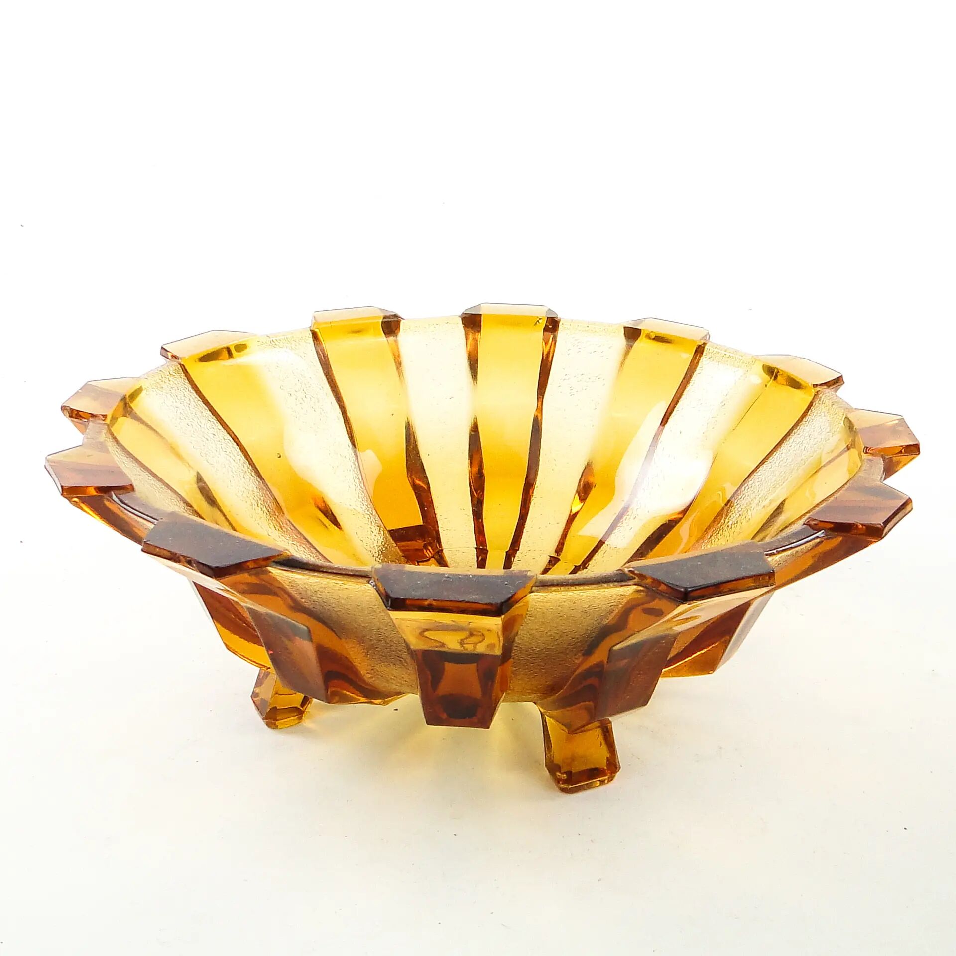 Bol à fruits Art Déco, en verre, Val Saint Lambert, Belgique, années 1950