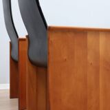 Set of 4 Segesta walnut and black letaher chairs Stildomus 1970s