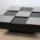 Vintage coffee table in lacquered wood and aluminium - 1970s