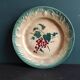 French antique barbotine plate decorated with stencil of grapes, faience de Castres
