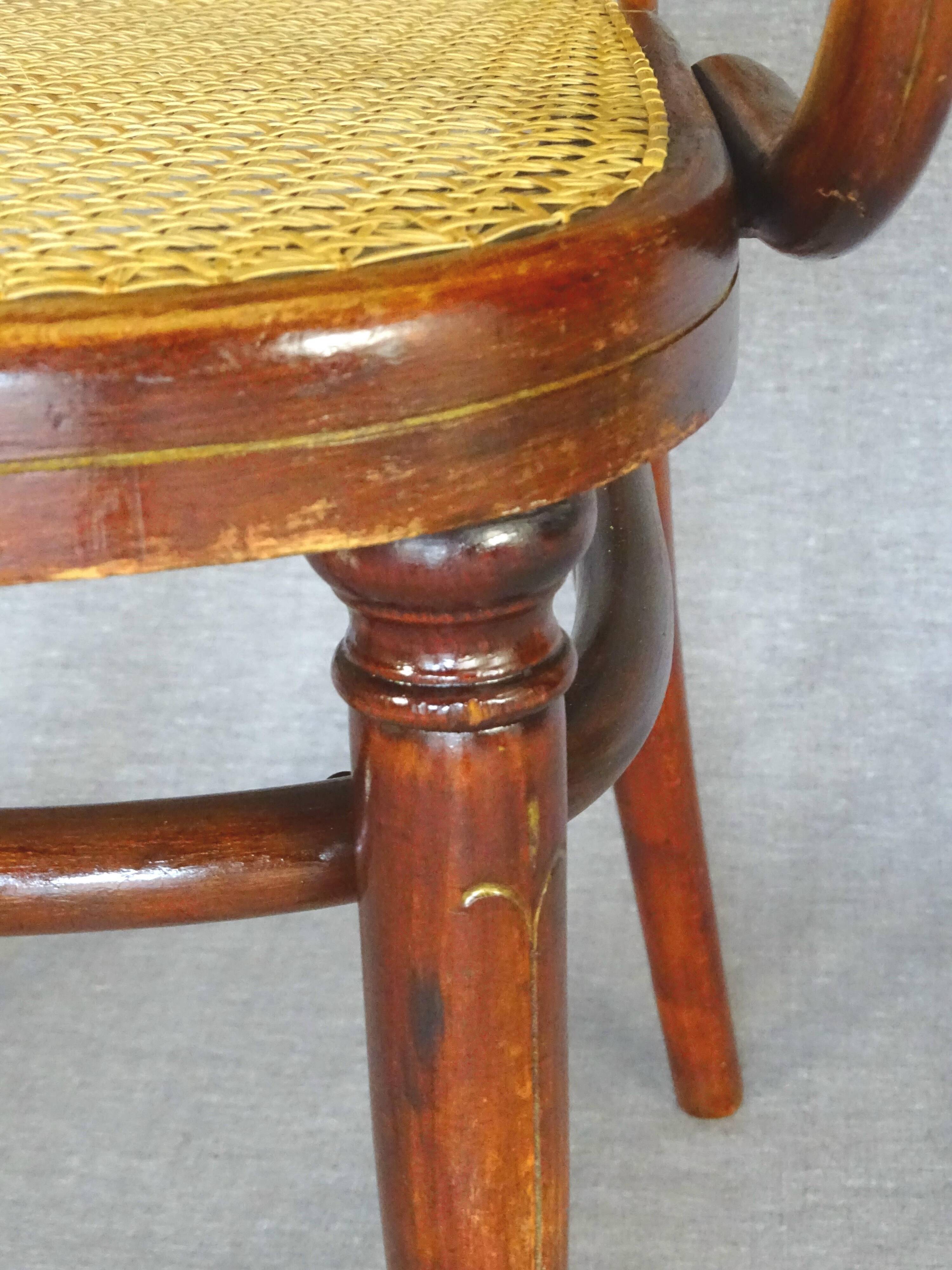 Thonet armchair No. 221, "bronze" inlays 1905 perfect caning