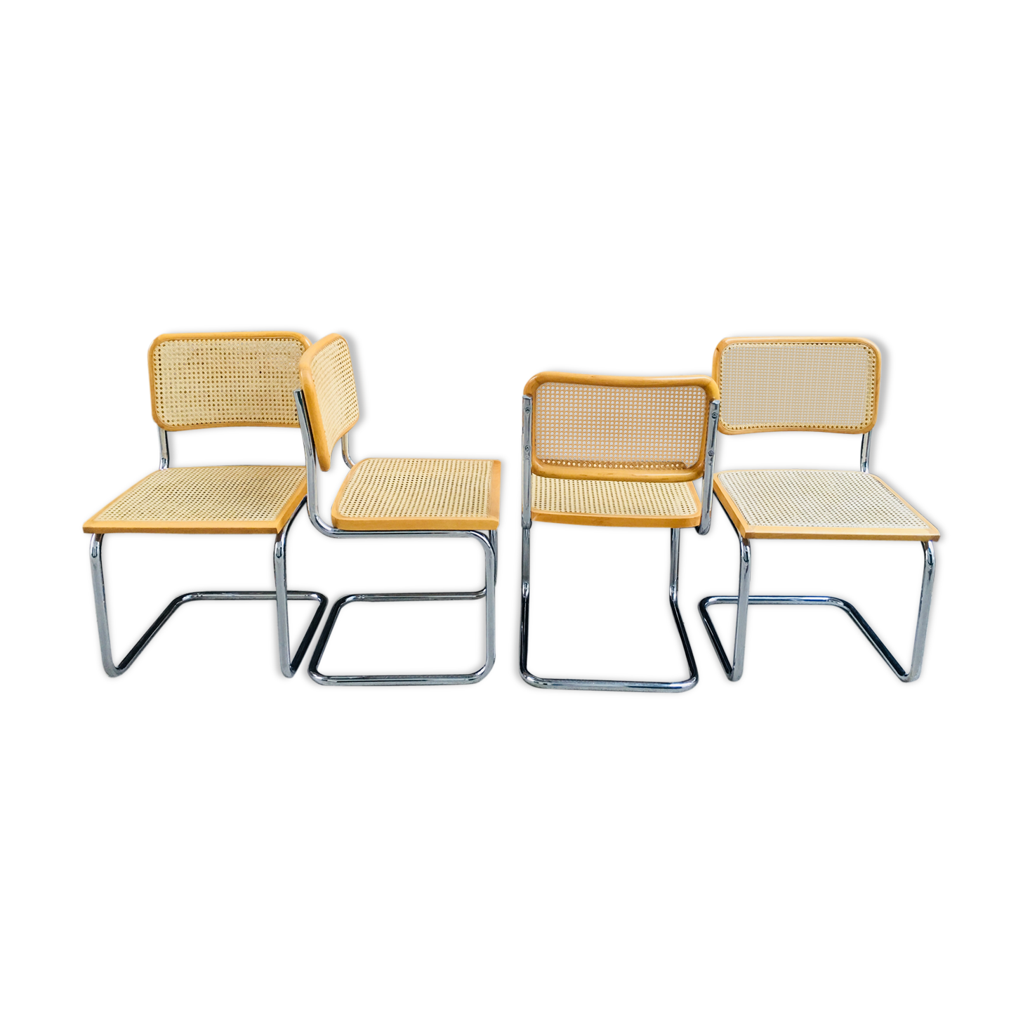 Set of 4 chairs model cesca B32 by Marcel Breuer