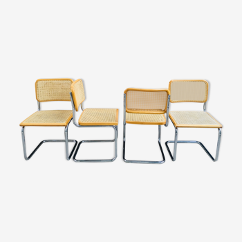 Lot de 4 chaises modèle cesca B32 par Marcel Breuer