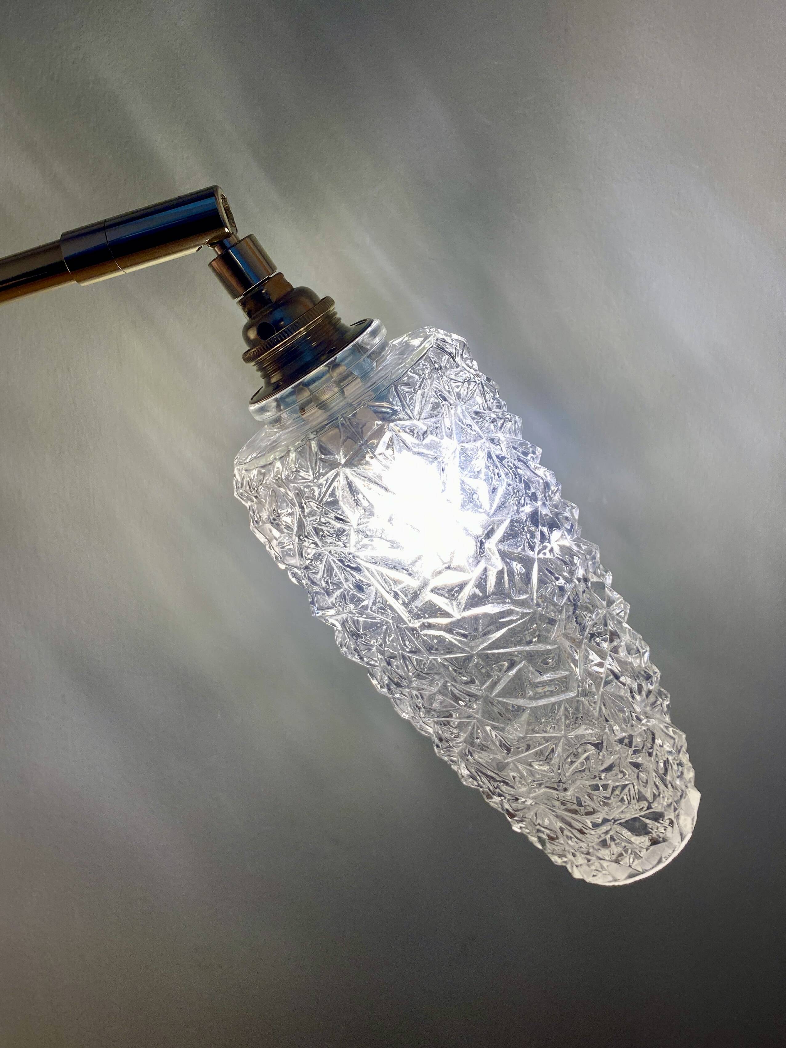 Vintage tulip wall light in diamond-point glass