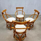 Vintage midcentury design bamboo dining chairs ‘Boucle’