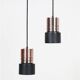 Ensemble de 2 lampes suspendues de style spatial / Design danois moderne des années 50 / Aluminium / Cuivre / Années 1960 / 1970