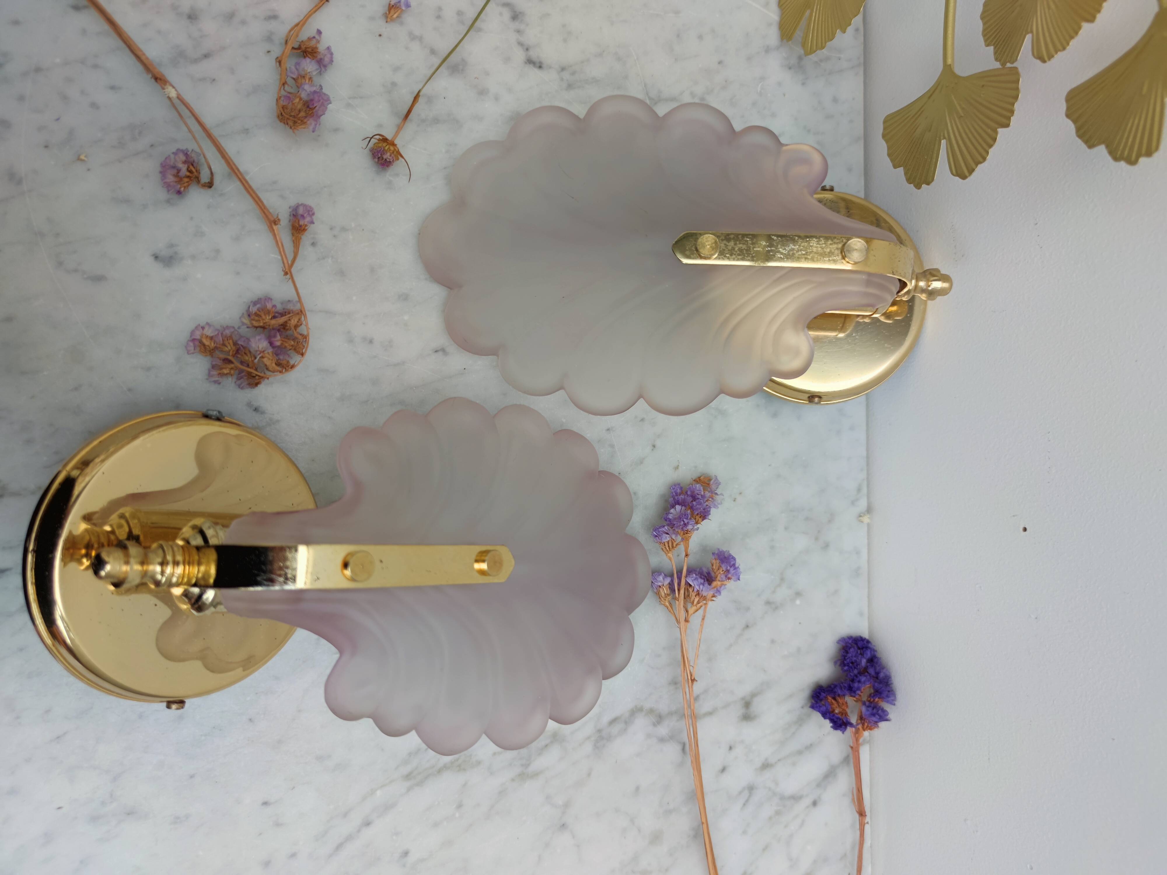 Pair of pink petal sconces