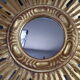 Sun mirror gilded with gold leaf Vintage 50s 42cm