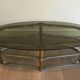 Designer coffee table in gilded brass and chrome, circa 1960