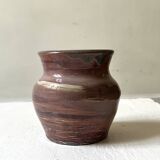 Handmade ceramic vase in powder pink glaze, signed underneath the base 1988.