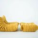 Togo Chair and Pouf Set in Yellow Tweed