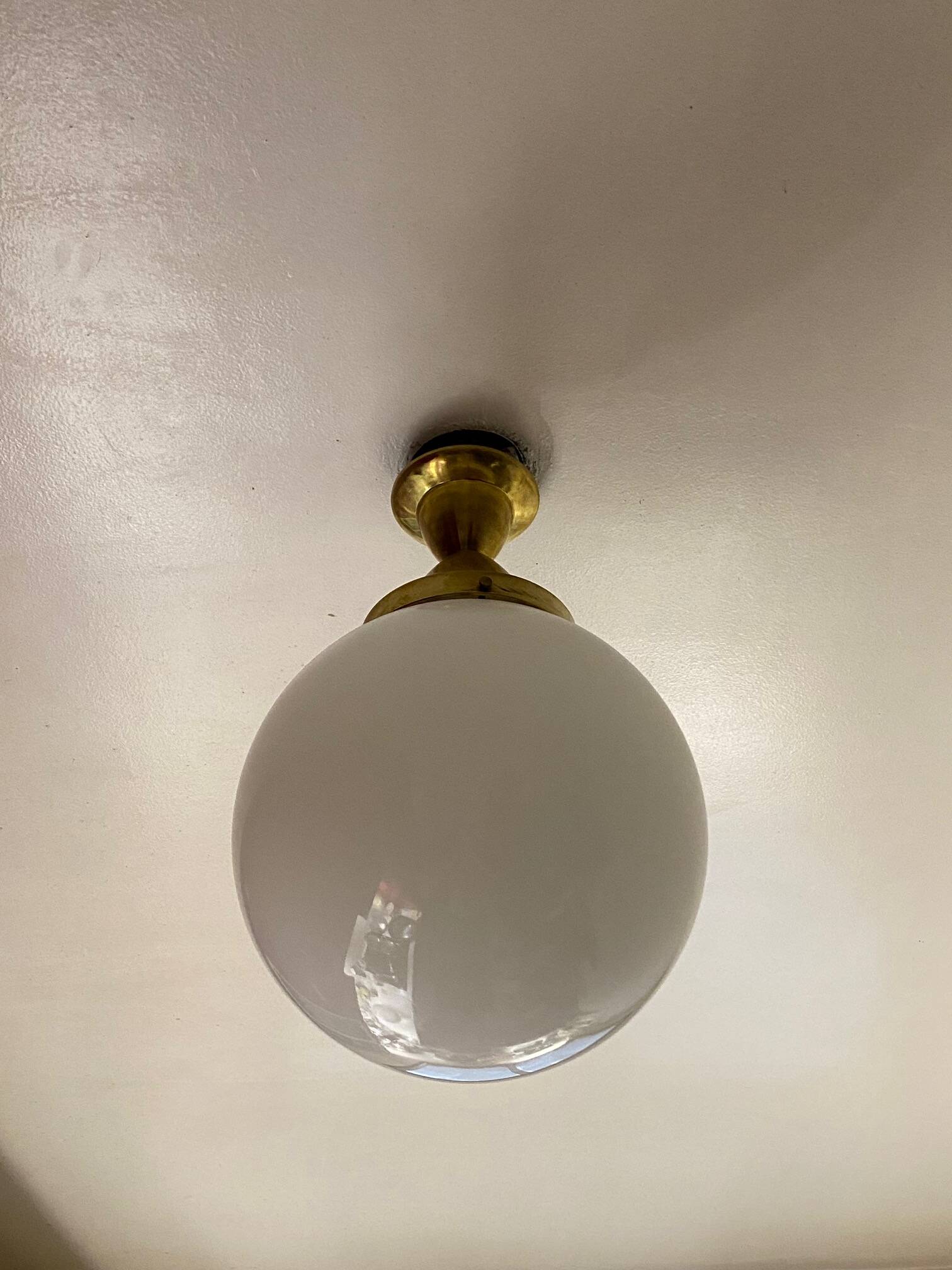 Antique opaline glass ball pendant light