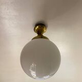 Suspension boule en verre opalin ancienne