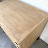 Three-drawer commode ARP — Minvielle, oak and lacquered metal, France, years