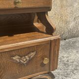 Pair of bedside tables, 1930s, 1940s, solid wood and marble