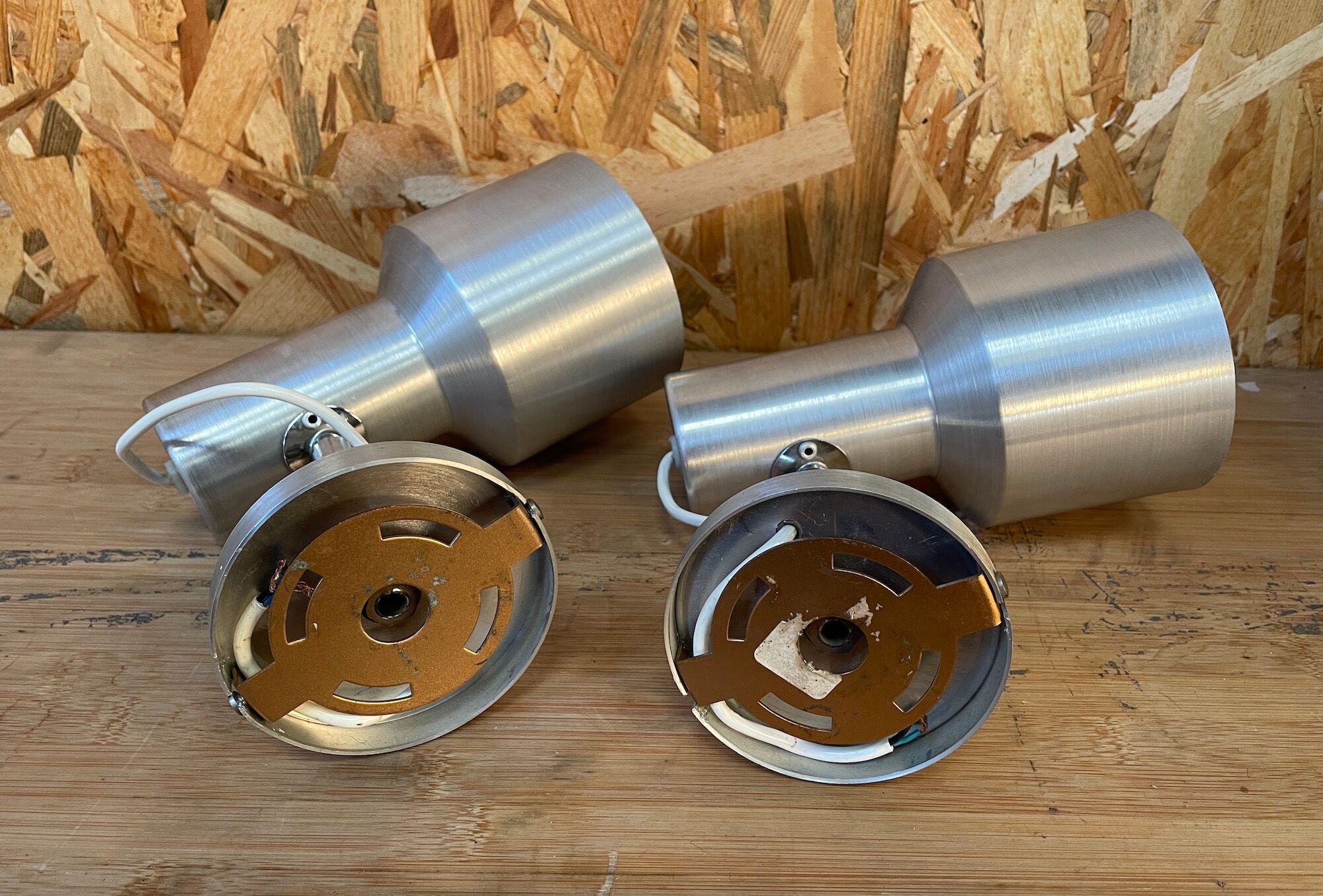 Pair of swivel brushed metal sconces