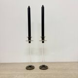 Lot de 2 bougeoirs en lucite Caravell, années 1970