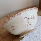 Antique pink ironstone salad bowl Sarreguemines - Fontanges model