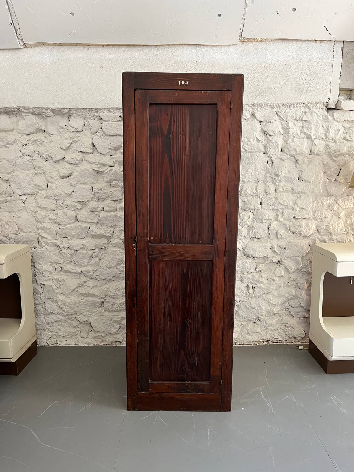 Old wooden school locker room