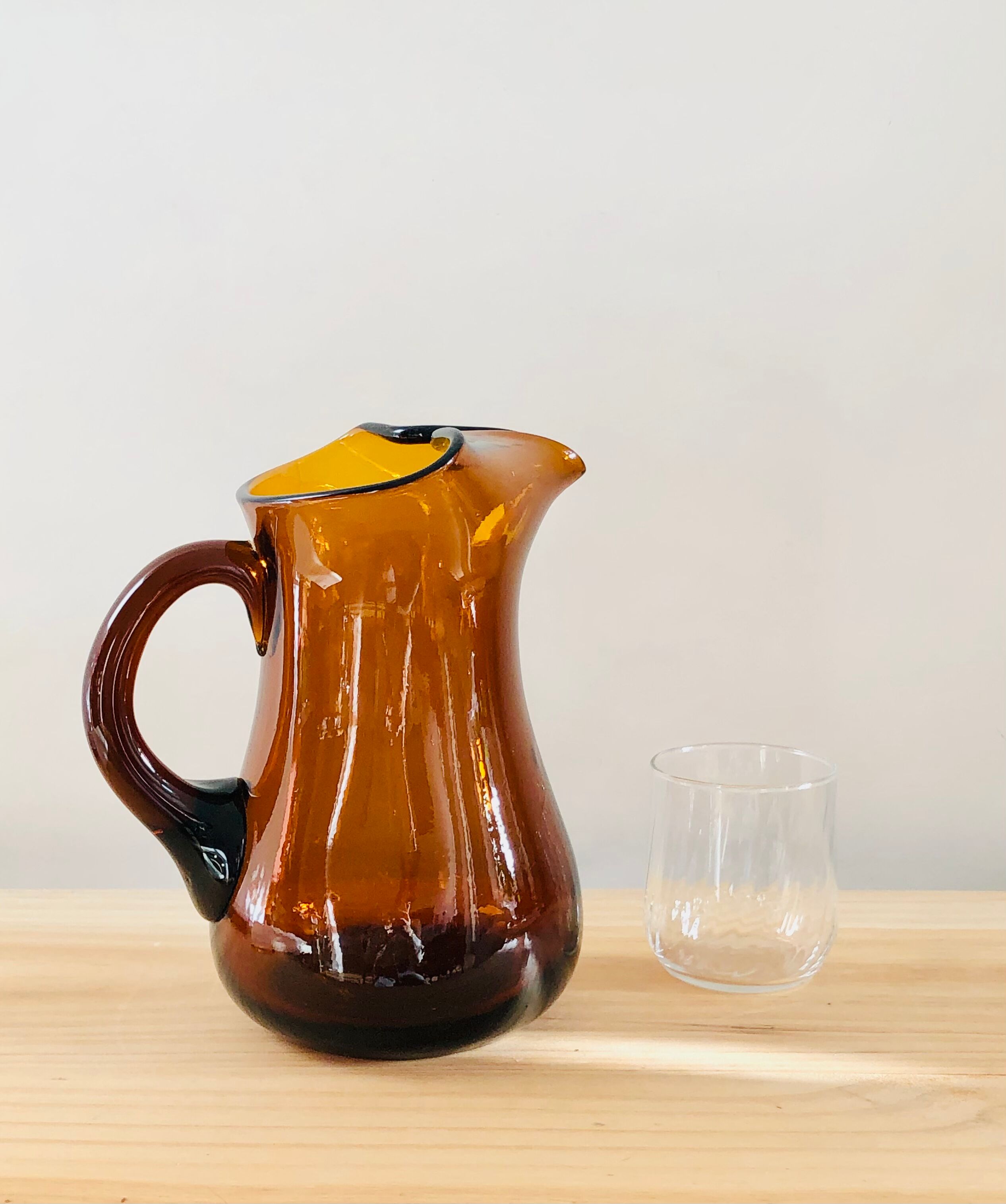 Vintage amber blown glass decanter