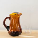 Vintage amber blown glass decanter