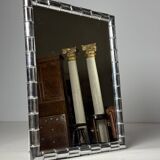 Large faux bamboo mirror chrome