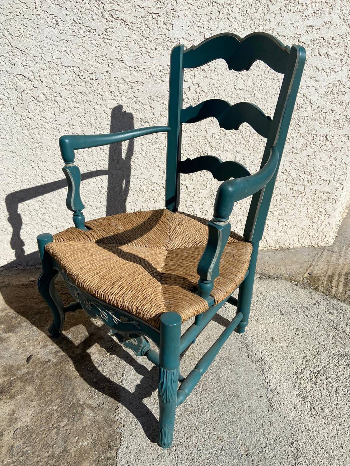 Provencal style straw armchair