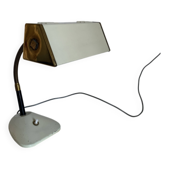 Vintage 1950s children's desk lamp, cream gold bedside table lamp - 23 cm