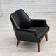 1970s, Danish armchair, artificial leather, teak wood legs.