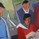Painting The Card Players Canvas signed Nady Bachès year 60/70