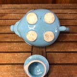 Ancienne théière forme éléphant céramique bleu ciel vintage #a472b