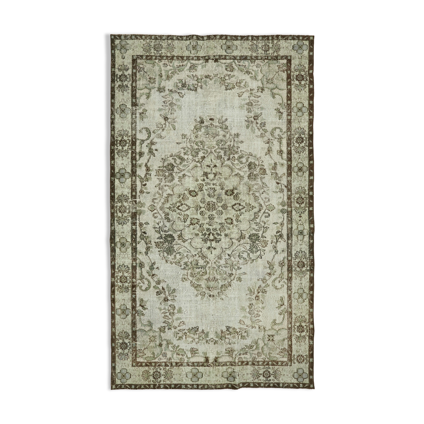 Hand-knotted vintage oriental 1980s 182 cm x 309 cm grey rug
