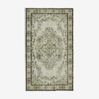 Tapis vintage oriental 1980s noué à la main 182 cm x 309 cm gris