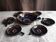 Vintage poelon and 6 cups
