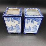 pair of square planters, Samson, quadrangular, old earthenware