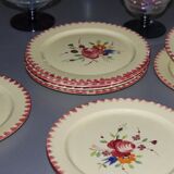 Eleven vintage plates in fine earthenware from Longchamp, Padua model.