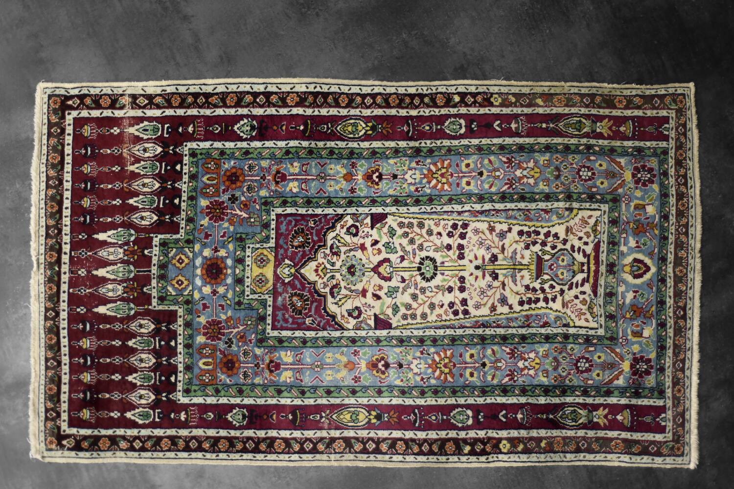 Handwoven Balouch prayer rug, Middle Eastern oriental style, 1960s.