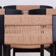 Set of 6 Scandinavian Modern Dining Chairs, Rope Seating and Backrest, 1960