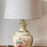 Vintage Ceramic Lamp with Wooden Base