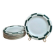 Set of 10 dessert plates Salins – Opaceline Jamier Green – vintage checkered