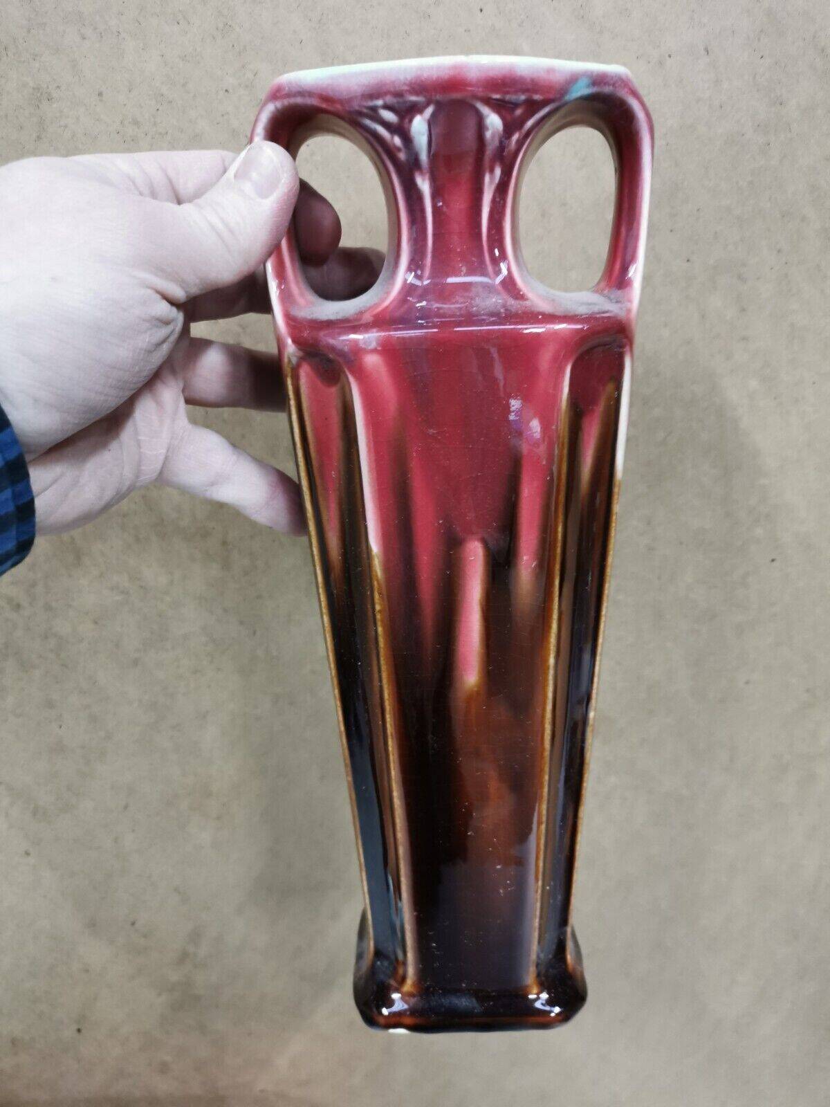 Pair of vases + art nouveau planter orchies slip fireplace trim