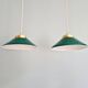 Duo de suspensions coniques en opaline verte, style Art Déco