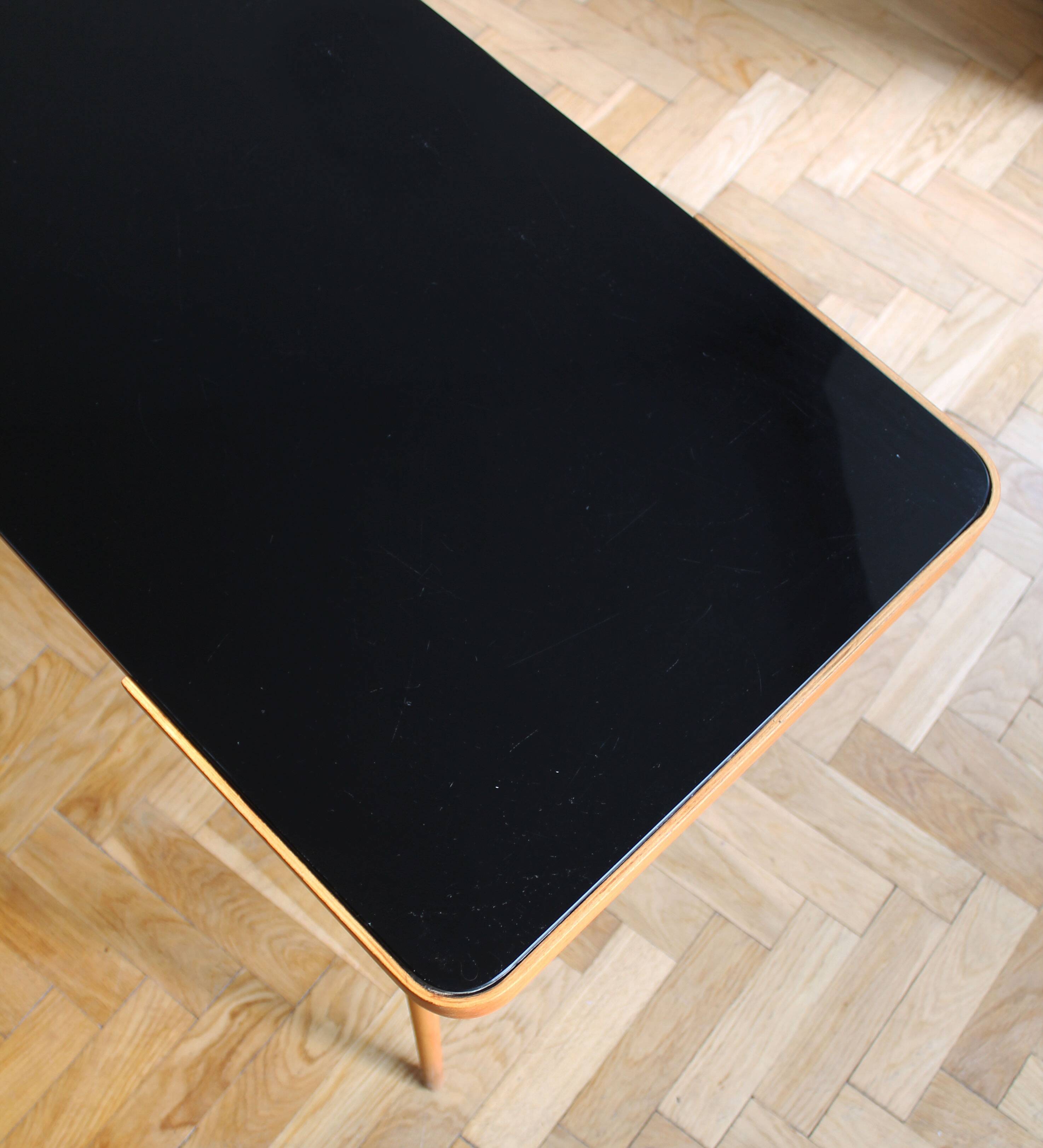 1960's Mid Century Coffee Table With a Black Opaxite Glass - Smaller version
