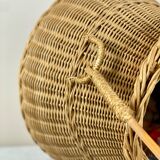 Large wicker basket with vintage handle