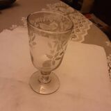 Verre ancien XIXème sable souffle tiges de fleurs