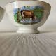 Pair of small faceted bowls with cow illustrations from the 40s and 50s