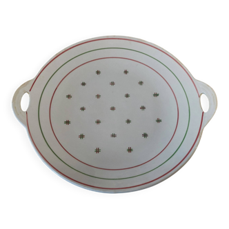 Plat de service rond en faïence terre de fer première moitié XXème