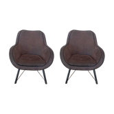 Pair of Joe PMP furniture armchairs in anthracite grey fabric.