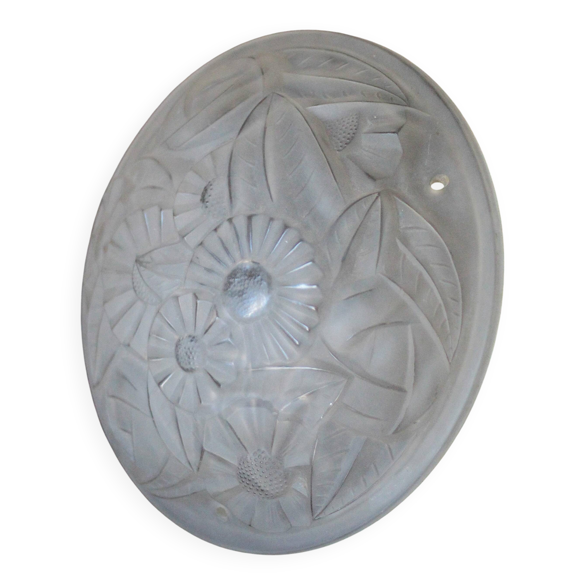 Vasque lustre art déco signée Degué vintage, vasque suspension fleurie