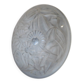 Art Deco chandelier bowl signed Degué vintage, floral suspension bowl.